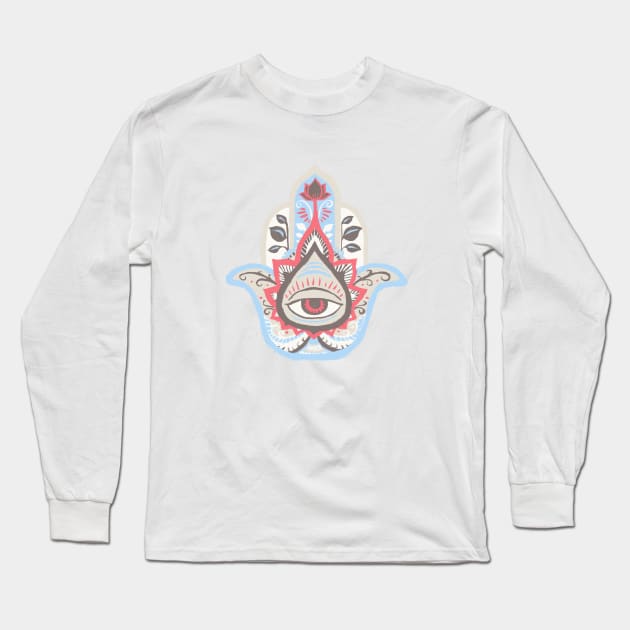 Hamsa Hand - Diamond(April) Long Sleeve T-Shirt by akaneyabushita